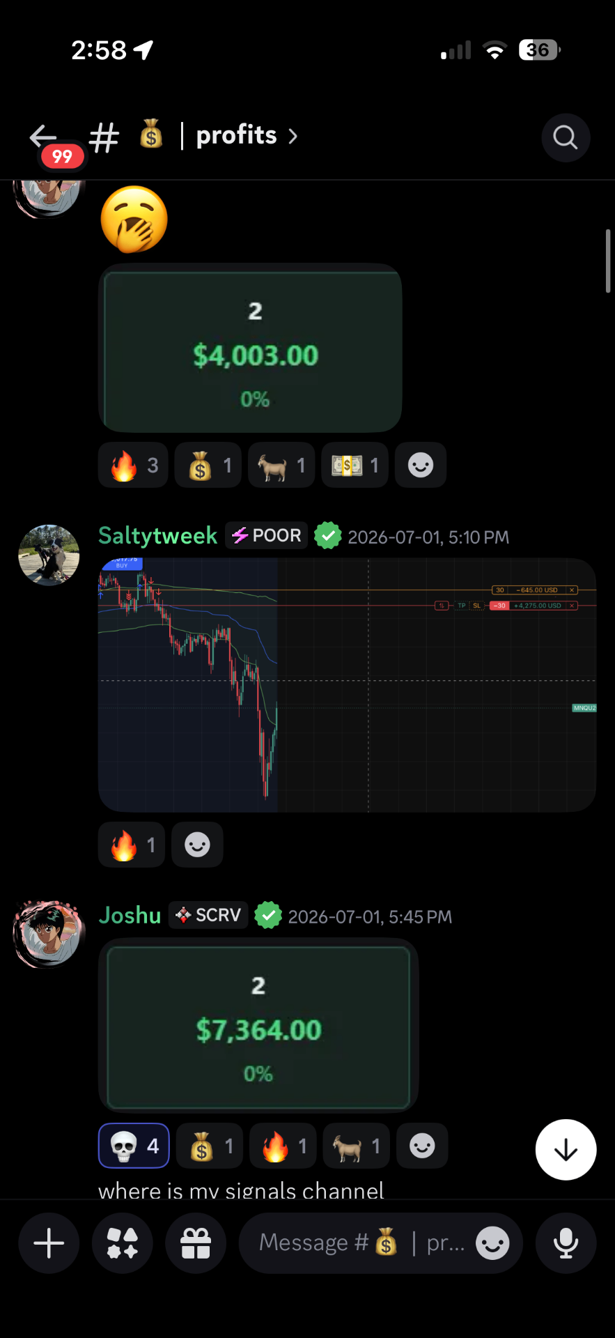 Joshu — 2 contracts, clean run — $7,364.00 payout
